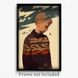 Icelandic Movie Poster - Boy Feeling Self Caring, Mysterious Brown Cardigan