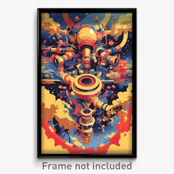 Movie Art Poster - Quirky Pipes (Psychedelic Trippy Retro Cartoon Film Print)