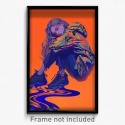 Anime Art Poster - Woman Feeling Intrigued, Second Hand Two Tone Jacket (Print)
