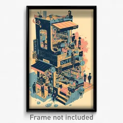 French Movie Poster - Bustling Haberdashery (France Retro Film Art Print)