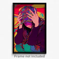 Anime Art Poster - Girl Feeling Self Loathing, Antique Backwards Hat (Print)