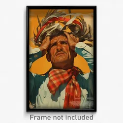 Mexican Movie Poster - Man Feeling Empathy, Royal Checkered Clothes (Art Print)
