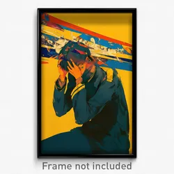 Movie Art Poster - Boy Feeling Embarrassment, Golden Blue Sleeves (Film Print)