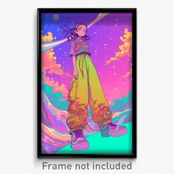 Art Poster - Girl Feeling Contempt Wearing Adventurous Baggy Pants (Art Print)