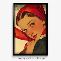 German Movie Poster - Girl Feeling Cheeky, Voluminous Red Bandana (Art Print)