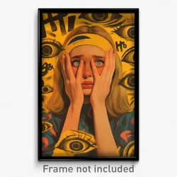 Icelandic Movie Poster - Woman Feeling Miserable, Homely Yellow Hairband (Print)