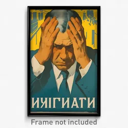 Russian Movie Poster - Man Feeling Miserliness, Odd Blue Neckwear (Art Print)