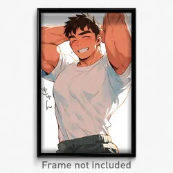 Anime Art Poster - Man Feeling Rattled Wearing Hard To Find Gym Shirt (Print)