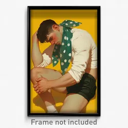 Art Poster - Man Feeling Remorse Wearing Klutzy Polka Dot Scrunchie (Art Print)