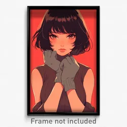 Anime Art Poster - Woman Feeling Ambivalence Wearing Messy Grey Gloves (Print)