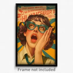 Greek Movie Poster - Woman Feeling Yawning, Acrobatic Rimless Eyewear (Print)