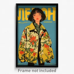 Russian Movie Poster - Girl Feeling Anticipating, Flowery Camouflage Jacket
