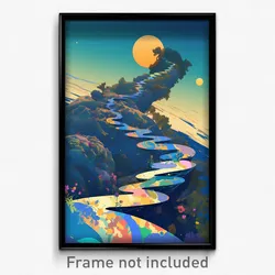 Art Poster - Zigzag Bridge (Psychedelic Trippy Weird 11x17 Cartoon Print)
