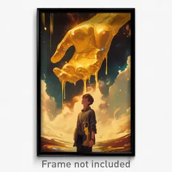Movie Art Poster - Boy Feeling Mystified Wearing Fluid Gold (Retro Film Print)