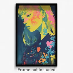 German Movie Poster - Girl Feeling Melancholy, Natural Heart Button (Art Print)