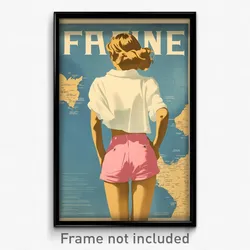 French Movie Poster - Woman Feeling Homesickness, Acceptable Pink Shorts (Print)
