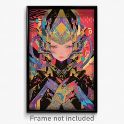 Movie Art Poster - Woman Feeling Self Understanding, Multicolored Black Armor