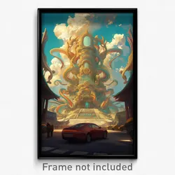 Art Poster - Gargantuan Car Dealership (Psychedelic Trippy Weird 11x17 Print)