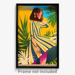 Spanish Movie Poster - Girl Feeling Sullenness. Vertical Striped Dress