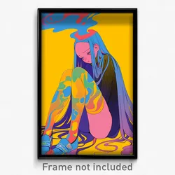 Anime Art Poster - Girl Feeling Grief Wearing Silky Ribbed Legwear (Print)