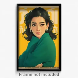Thai Movie Poster - Woman Feeling Driven, Dramatic Green Sweater (Art Print)