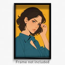 Art Poster - Woman Feeling Unsure Wearing Superb Blue Collar (Art Print)