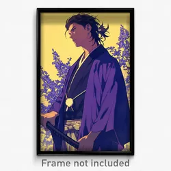 Anime Art Poster - Man Feeling Suspense Wearing Glum Purple Kimono (Print)