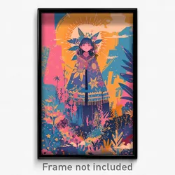 Mexican Movie Poster - Girl Feeling Excitement, Modest Dress Flower (Art Print)
