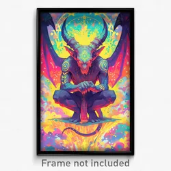 Art Poster - Yellow Gargoyle (Psychedelic Trippy Weird 11x17 Print)