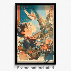 French Movie Poster - Boy Feeling Enchanted, Rosy Footwear Bow (Art Print)