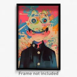 French Movie Poster - Boy Feeling Distracted, Cute Animal Hat (France Art Print)