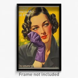 German Movie Poster - Woman Feeling Kind, Offbeat Purple Gloves (Art Print)