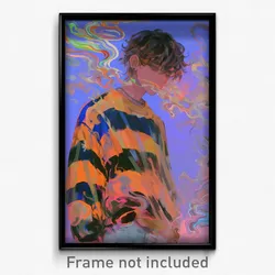 Art Poster - Boy Feeling Charity Wearing Pretty Striped (Art Print)