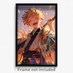 Anime Art Poster - Boy Feeling Excited, Outstanding Heart Necklace (Print)