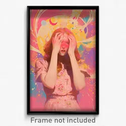 Art Poster - Woman Feeling Humiliation Wearing Quirky Pink Dress (Print)