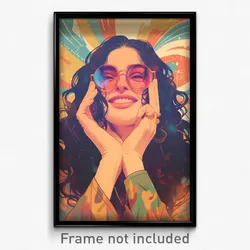 Greek Movie Poster - Girl Feeling Bliss, Cheery Glasses (Greece Film Art Print)