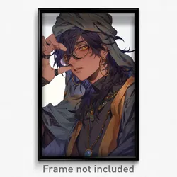 Anime Art Poster - Boy Feeling Tolerance, Loud Grey Framed Eyewear (Print)