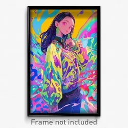 Art Poster - Girl Feeling Enthusiasm Wearing Simple Living Clothes (Art Print)