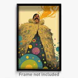 Bollywood Movie Poster - Man Feeling Grinning, Stunning Fur Cloak (Art Print)