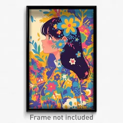Spanish Movie Poster - Woman Feeling Self Conscious, Enchanting Blue Flower