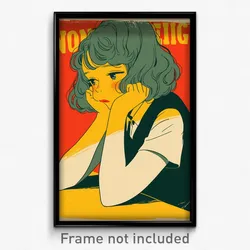 French Movie Poster - Woman Feeling Boredom, Fresh Cardigan Vest (Art Print)