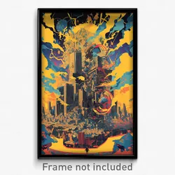 Icelandic Movie Poster - Worn City (Iceland Psychedelic Art Retro Film Print)