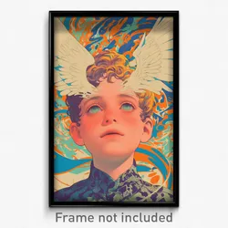Hebrew Movie Poster - Boy Feeling Ennui, Gentle Head Wings (Israel Art Print)