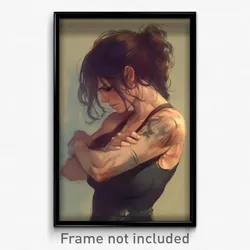 Art Poster - Woman Feeling Helpless Wearing Adventurous Tank Top (Art Print)