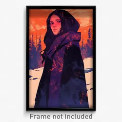 Icelandic Movie Poster - Girl Feeling Melancholy, Heavenly Purple Scarf (Print)