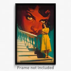 Greek Movie Poster - Woman Feeling Fright, Glass Leg Ribbon (Greece Art Print)