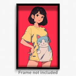 Anime Art Poster - Woman Feeling Self Critical, Fabulous Tented Shirt (Print)