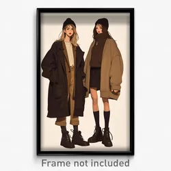 Art Poster - Girls Feeling Insightful Wearing Obeisant Cardigan