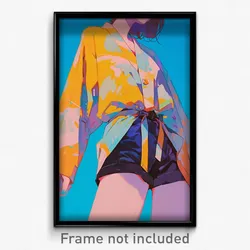 Art Poster - Girl Feeling Insecurity Wearing Bulky Short Kimono (Print)