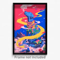 Art Poster - Slim Hot Dog (Psychedelic Trippy Weird 11x17 Print)